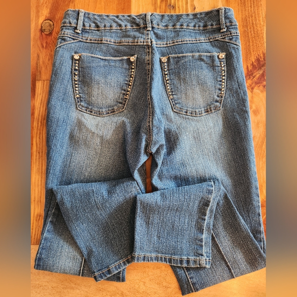 Style & Co. Blue Straight Leg Jeans with Studded Pockets Size 10P